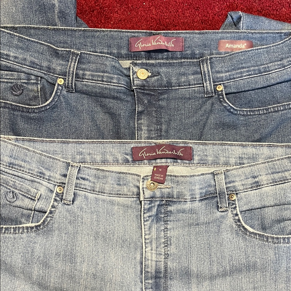 Gloria Vanderbilt (Set of 2) Dark and Light Blue Flare Jeans. Plus Size 16. - Picture 4 of 5